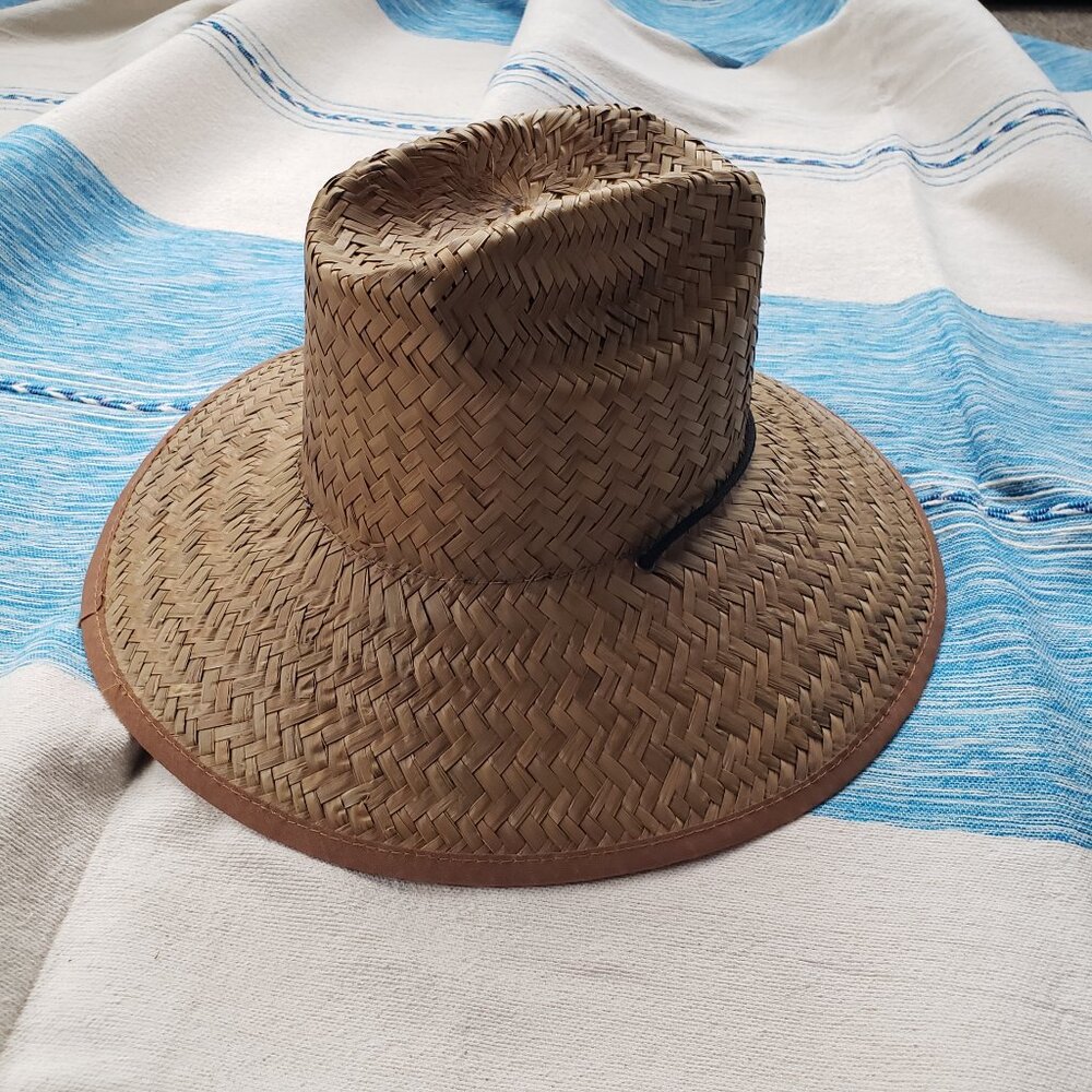 Brown Straw Wide Brim Fedora Hat